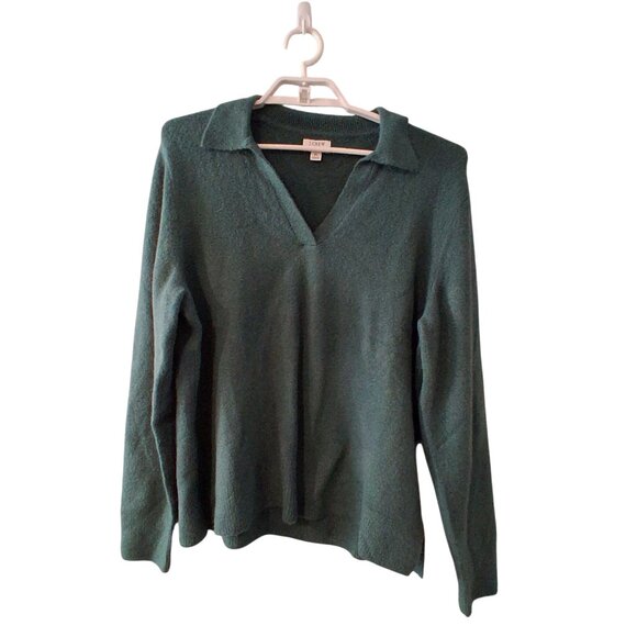 J Crew Sweater Polo top womens XL extra soft yarn dark green Fall '24 - Picture 1 of 4